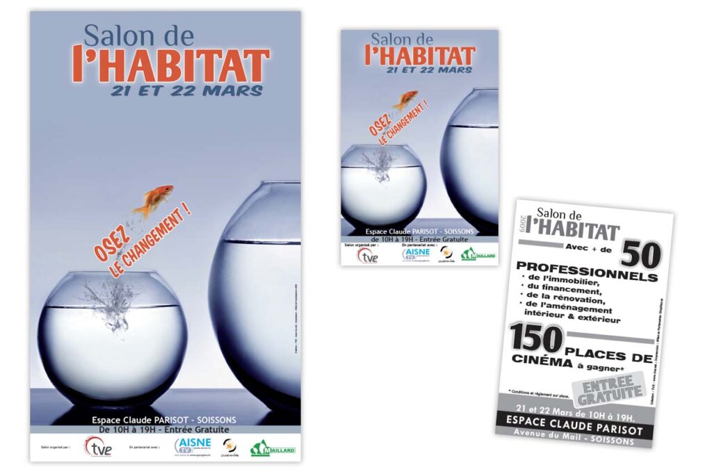 Affiche et de carton d'invitation pour un salon de l'Habitat à Soissons